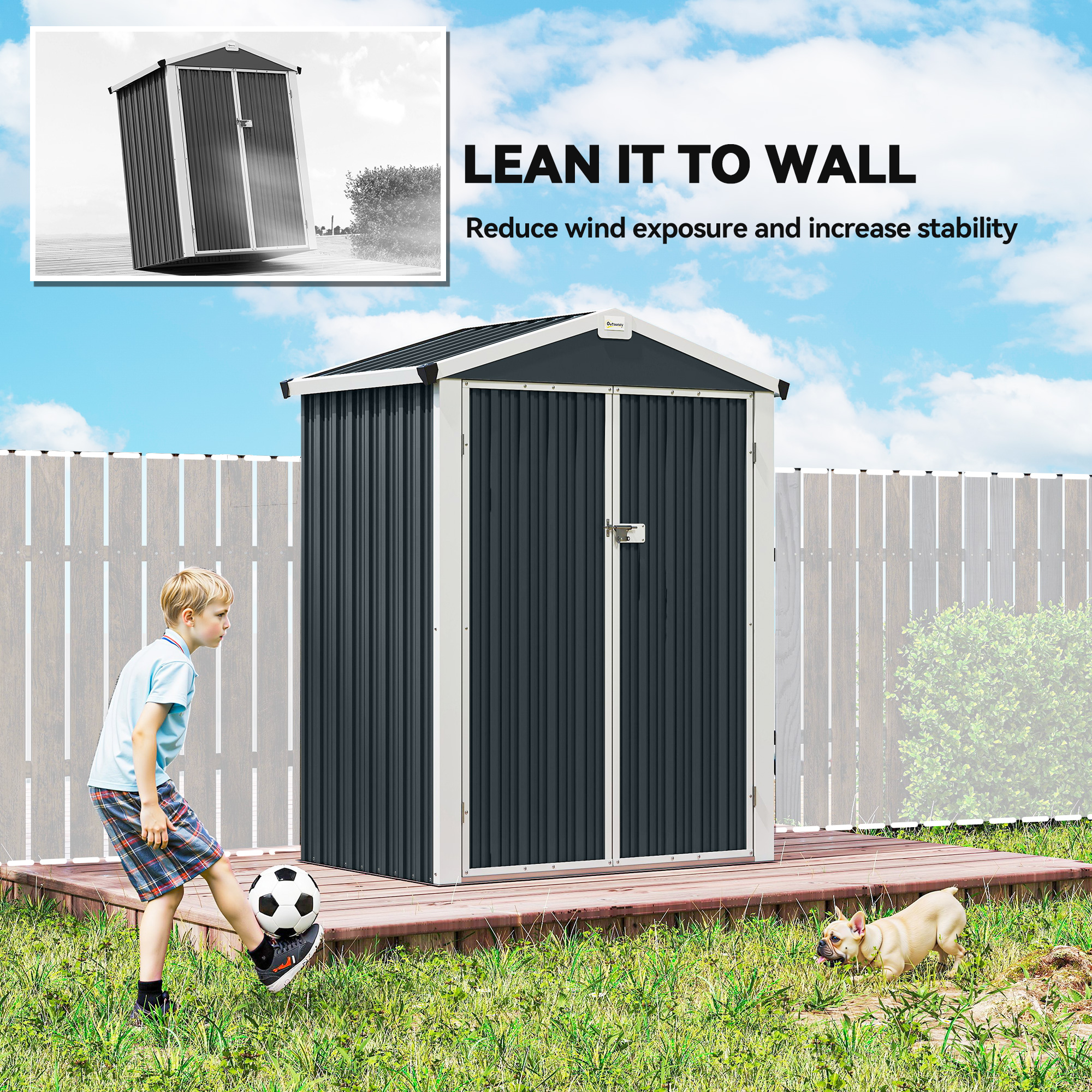 Outsunny 4.4' x 3' Outdoor Storage Shed w/ Lockable Wide Doors