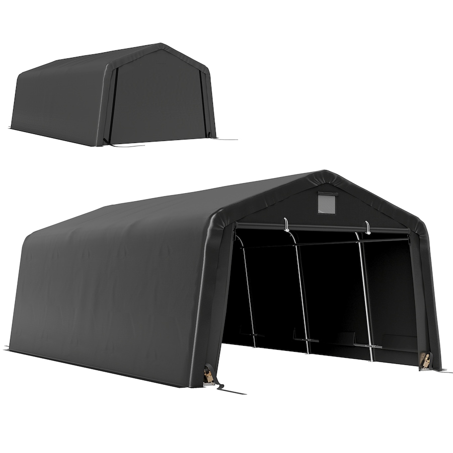 Image 968321.jpg, Product 968-321 / Price $359.99, Outsunny 12' x 20' Garage Carport with Ventilation Windows, Black from Outsunny on TSC.ca's Home & Garden department