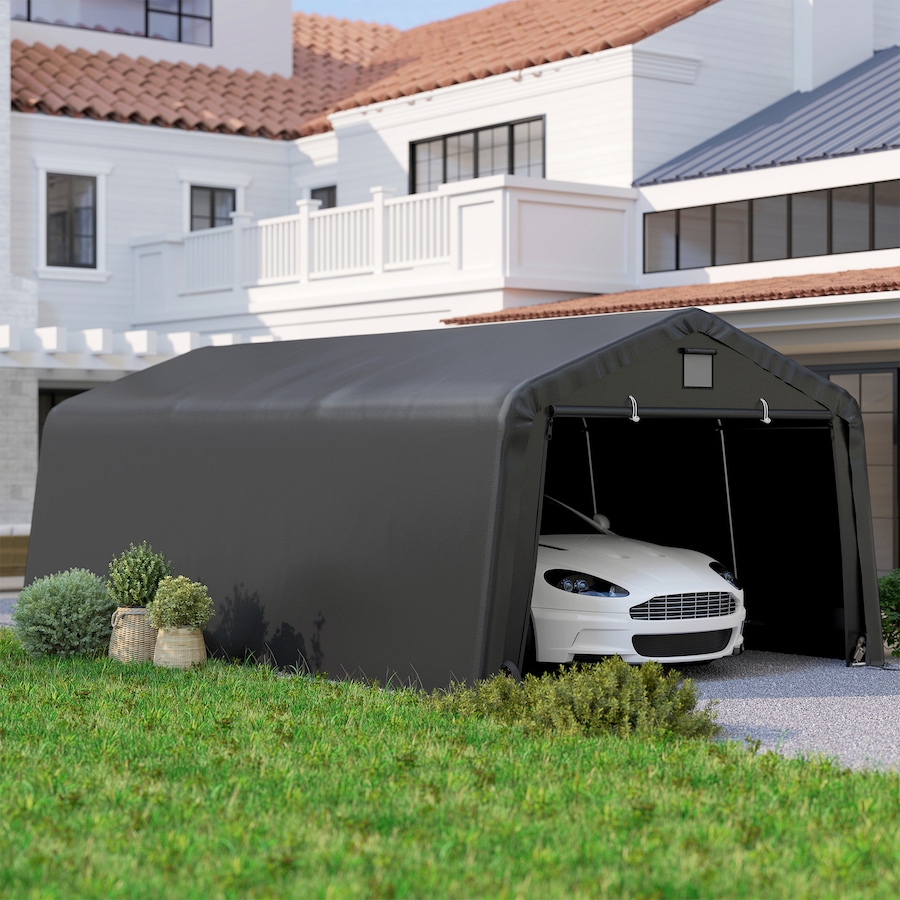Image 968321_ALTMORE1.jpg, Product 968-321 / Price $359.99, Outsunny 12' x 20' Garage Carport with Ventilation Windows, Black from Outsunny on TSC.ca's Home & Garden department