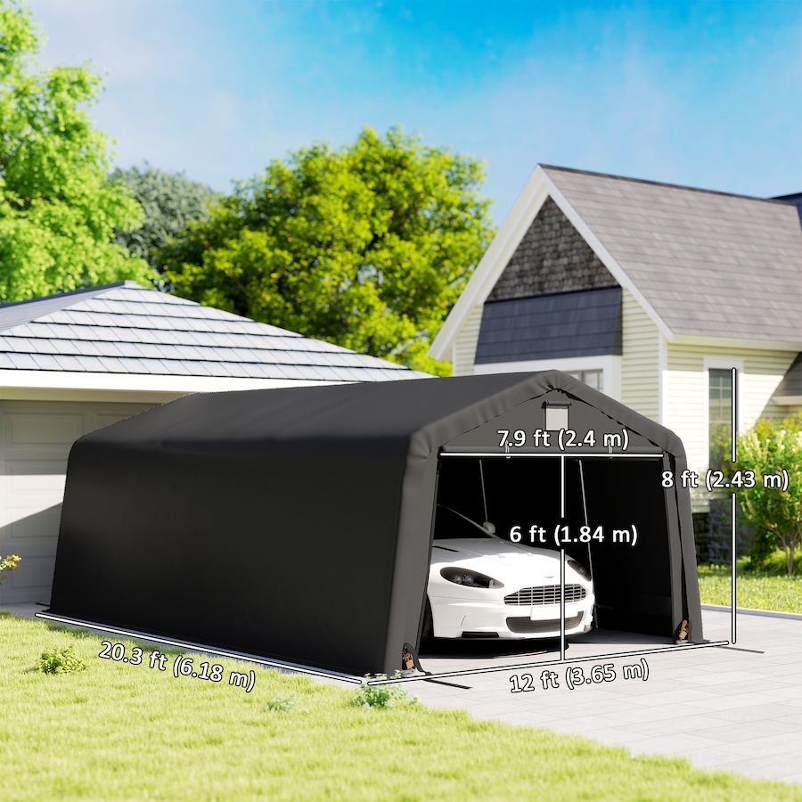 Image 968321_ALTMORE2.jpg, Product 968-321 / Price $359.99, Outsunny 12' x 20' Garage Carport with Ventilation Windows, Black from Outsunny on TSC.ca's Home & Garden department