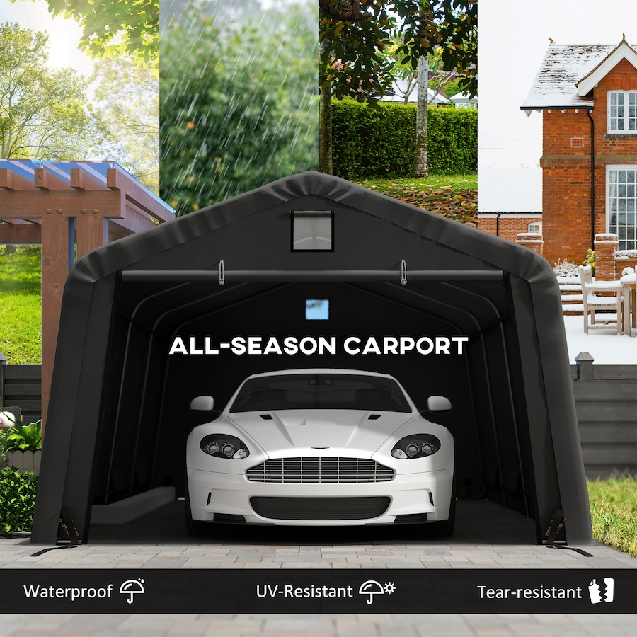 Image 968321_ALTMORE3.jpg, Product 968-321 / Price $359.99, Outsunny 12' x 20' Garage Carport with Ventilation Windows, Black from Outsunny on TSC.ca's Home & Garden department