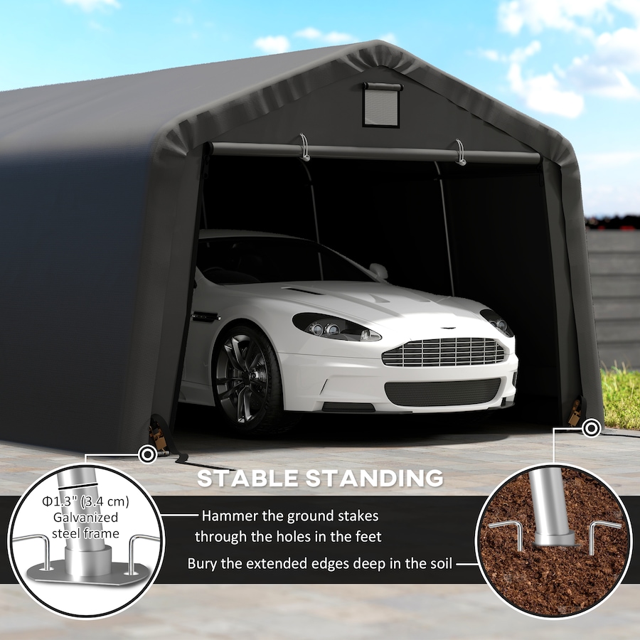 Image 968321_ALTMORE4.jpg, Product 968-321 / Price $359.99, Outsunny 12' x 20' Garage Carport with Ventilation Windows, Black from Outsunny on TSC.ca's Home & Garden department