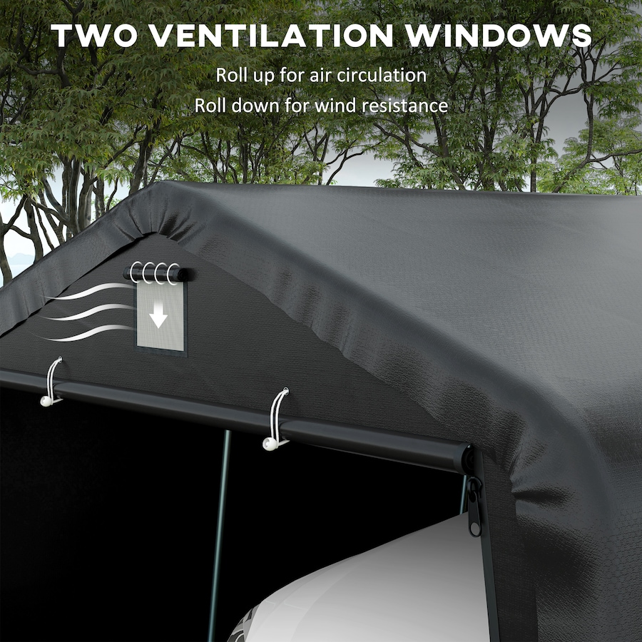 Image 968321_ALTMORE6.jpg, Product 968-321 / Price $359.99, Outsunny 12' x 20' Garage Carport with Ventilation Windows, Black from Outsunny on TSC.ca's Home & Garden department