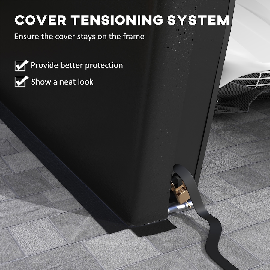 Image 968321_ALTMORE7.jpg, Product 968-321 / Price $359.99, Outsunny 12' x 20' Garage Carport with Ventilation Windows, Black from Outsunny on TSC.ca's Home & Garden department