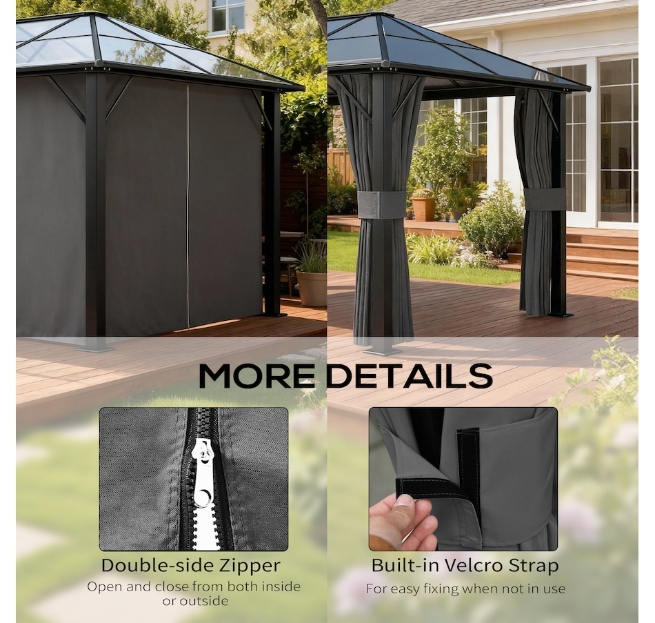 Image 968324_ALTMORE4.jpg, Product 968-324 / Price $94.99, Outsunny 10' x 13' Universal Gazebo Curtains, 4 Panels, Grey from Outsunny on TSC.ca's Home & Garden department