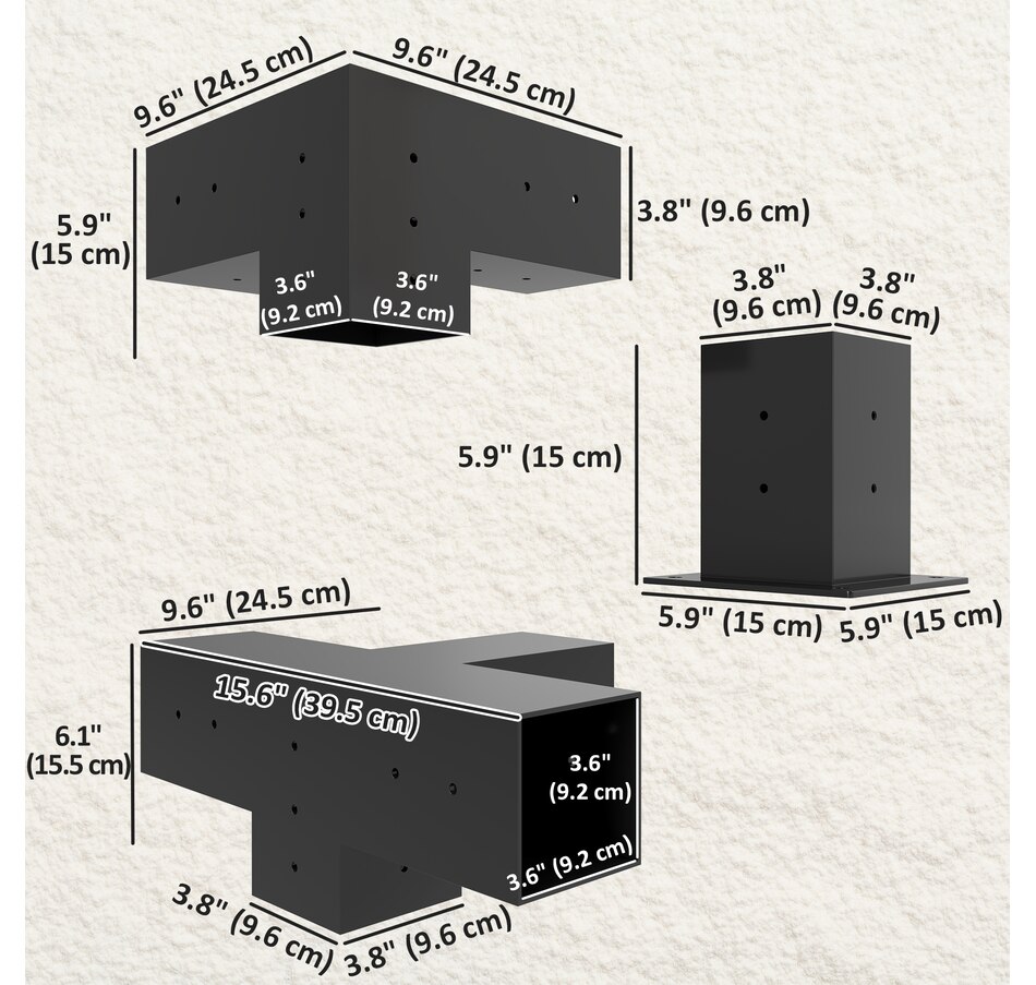Image 968326_ALTMORE2.jpg, Product 968-326 / Price $188.99, Outsunny 12PCS Pergola Brackets Kit for 4x4 (Actual 3.6x3.6 inch) Lumber from Outsunny on TSC.ca's Home & Garden department