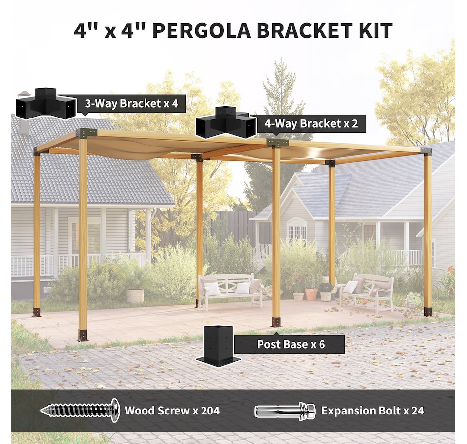 Image 968326_ALTMORE3.jpg, Product 968-326 / Price $188.99, Outsunny 12PCS Pergola Brackets Kit for 4x4 (Actual 3.6x3.6 inch) Lumber from Outsunny on TSC.ca's Home & Garden department