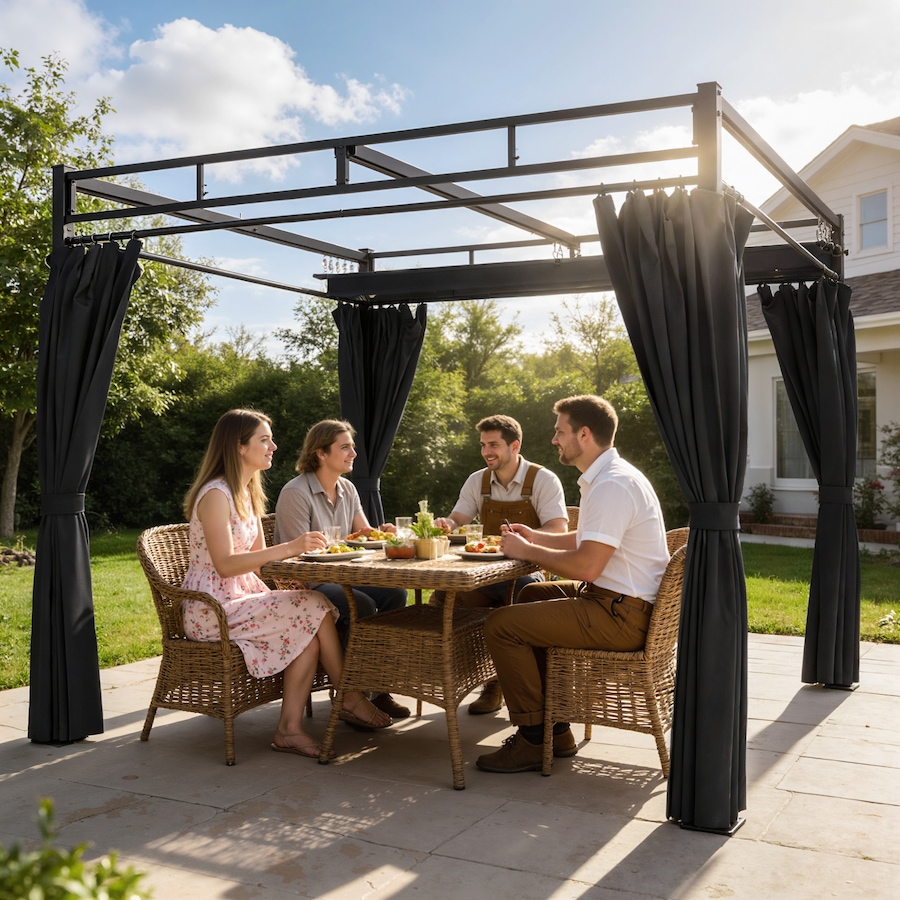 Image 968329_ALTMORE1.jpg, Product 968-329 / Price $409.99, Outsunny 10' x 10' Outdoor Gazebo, Retractable Pergola Canopy with Curtains from Outsunny on TSC.ca's Home & Garden department
