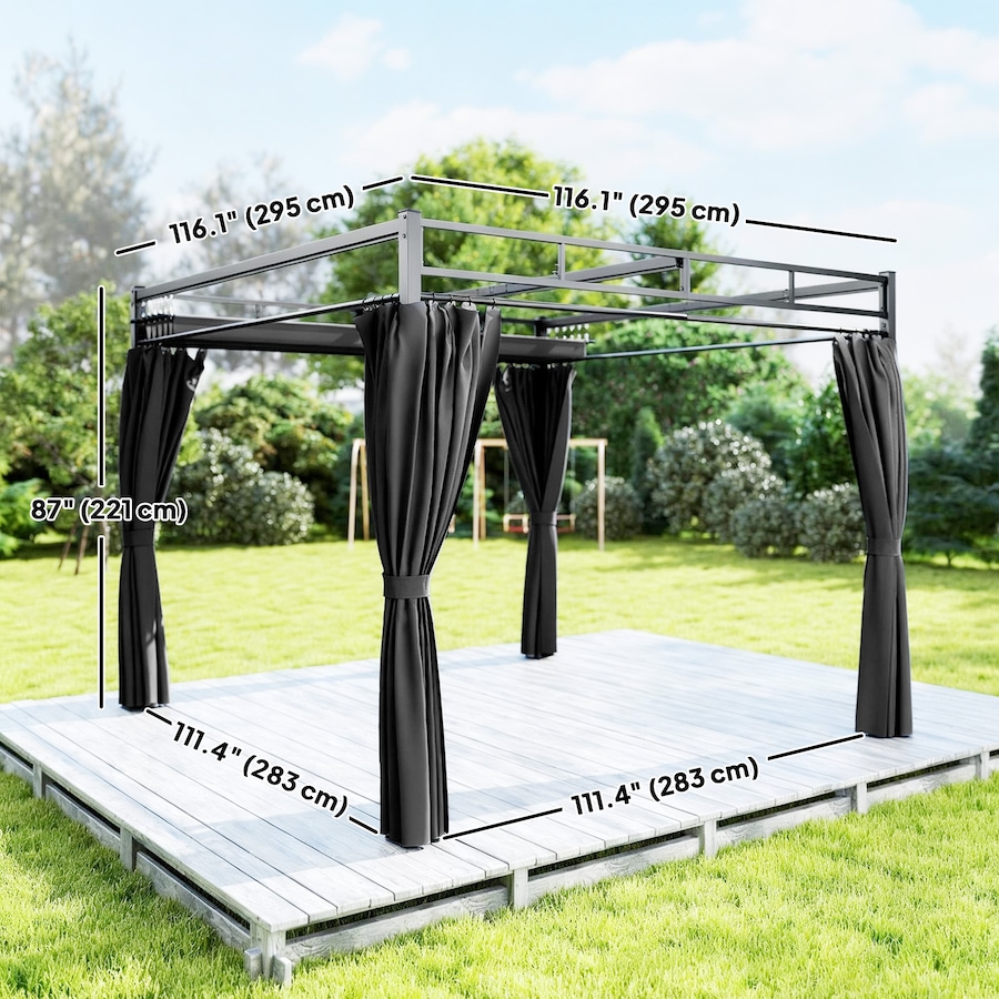 Image 968329_ALTMORE2.jpg, Product 968-329 / Price $409.99, Outsunny 10' x 10' Outdoor Gazebo, Retractable Pergola Canopy with Curtains from Outsunny on TSC.ca's Home & Garden department