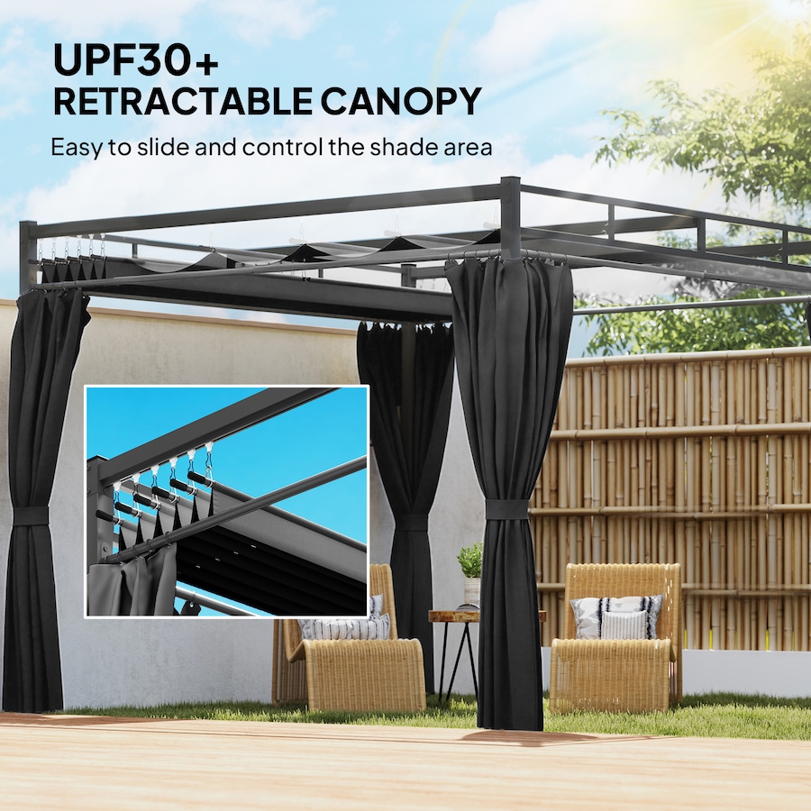 Image 968329_ALTMORE3.jpg, Product 968-329 / Price $409.99, Outsunny 10' x 10' Outdoor Gazebo, Retractable Pergola Canopy with Curtains from Outsunny on TSC.ca's Home & Garden department
