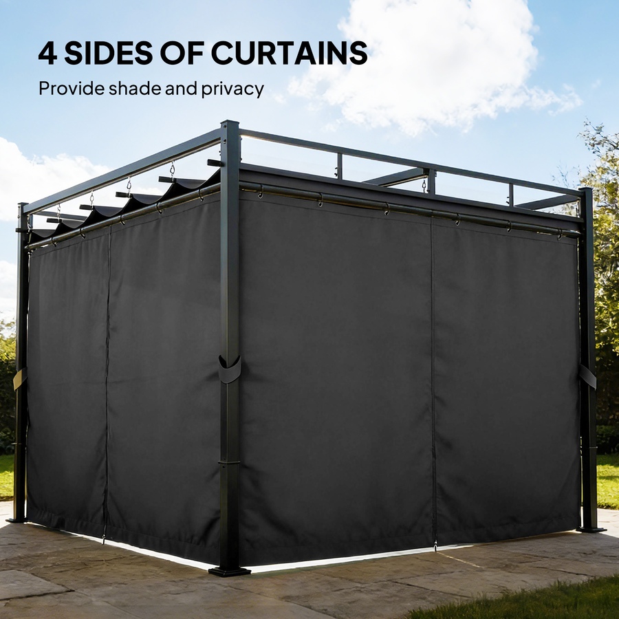 Image 968329_ALTMORE4.jpg, Product 968-329 / Price $409.99, Outsunny 10' x 10' Outdoor Gazebo, Retractable Pergola Canopy with Curtains from Outsunny on TSC.ca's Home & Garden department