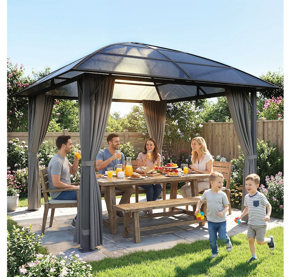 Image 968330_ALTMORE1.jpg, Product 968-330 / Price $679.99, Outsunny 10' x 10' Hardtop Gazebo with UV60+ Polycarbonate Roof & Curtains from Outsunny on TSC.ca's Home & Garden department