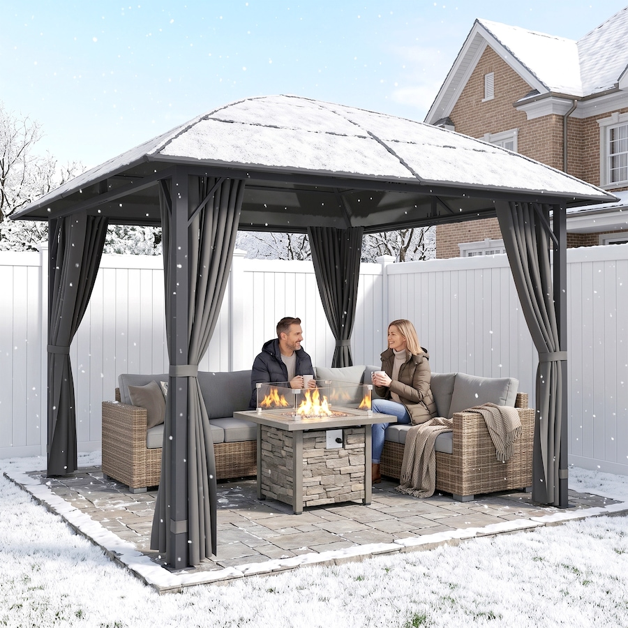 Image 968330_ALTMORE10.jpg, Product 968-330 / Price $629.99, Outsunny 10' x 10' Hardtop Gazebo with UV60+ Polycarbonate Roof & Curtains from Outsunny on TSC.ca's Home & Garden department