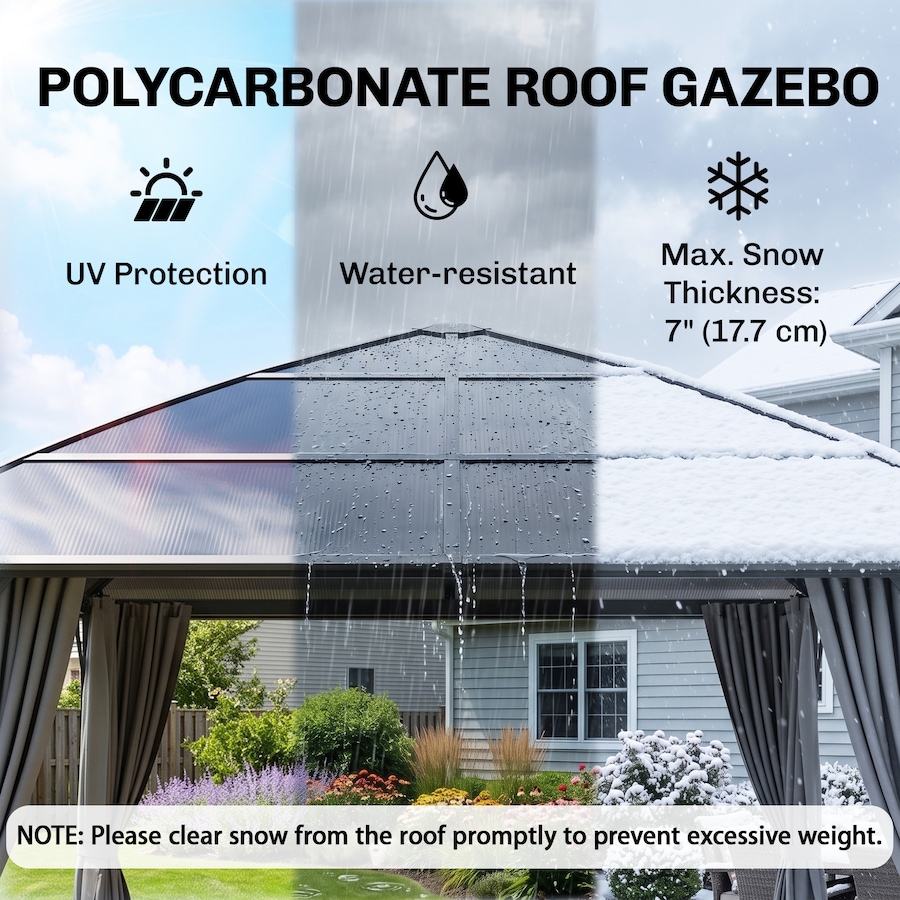 Image 968330_ALTMORE11.jpg, Product 968-330 / Price $839.99, Outsunny 10' x 10' Hardtop Gazebo with UV60+ Polycarbonate Roof & Curtains from Outsunny on TSC.ca's Home & Garden department