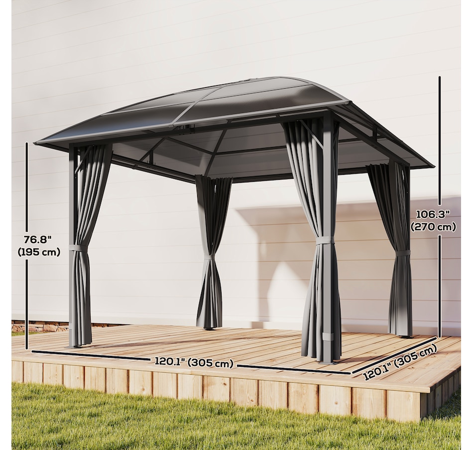 Image 968330_ALTMORE2.jpg, Product 968-330 / Price $679.99, Outsunny 10' x 10' Hardtop Gazebo with UV60+ Polycarbonate Roof & Curtains from Outsunny on TSC.ca's Home & Garden department