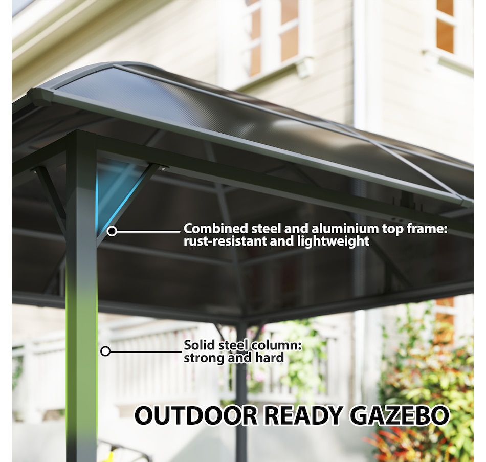 Image 968330_ALTMORE4.jpg, Product 968-330 / Price $679.99, Outsunny 10' x 10' Hardtop Gazebo with UV60+ Polycarbonate Roof & Curtains from Outsunny on TSC.ca's Home & Garden department