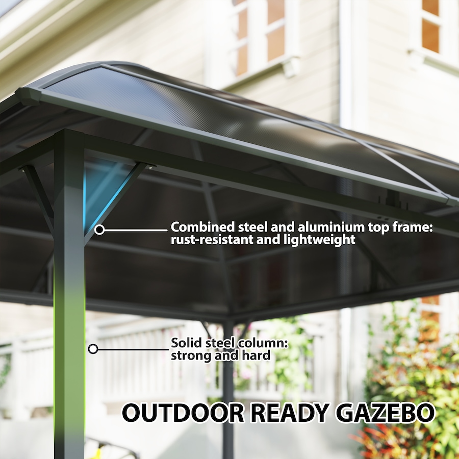 Image 968330_ALTMORE4.jpg, Product 968-330 / Price $629.99, Outsunny 10' x 10' Hardtop Gazebo with UV60+ Polycarbonate Roof & Curtains from Outsunny on TSC.ca's Home & Garden department