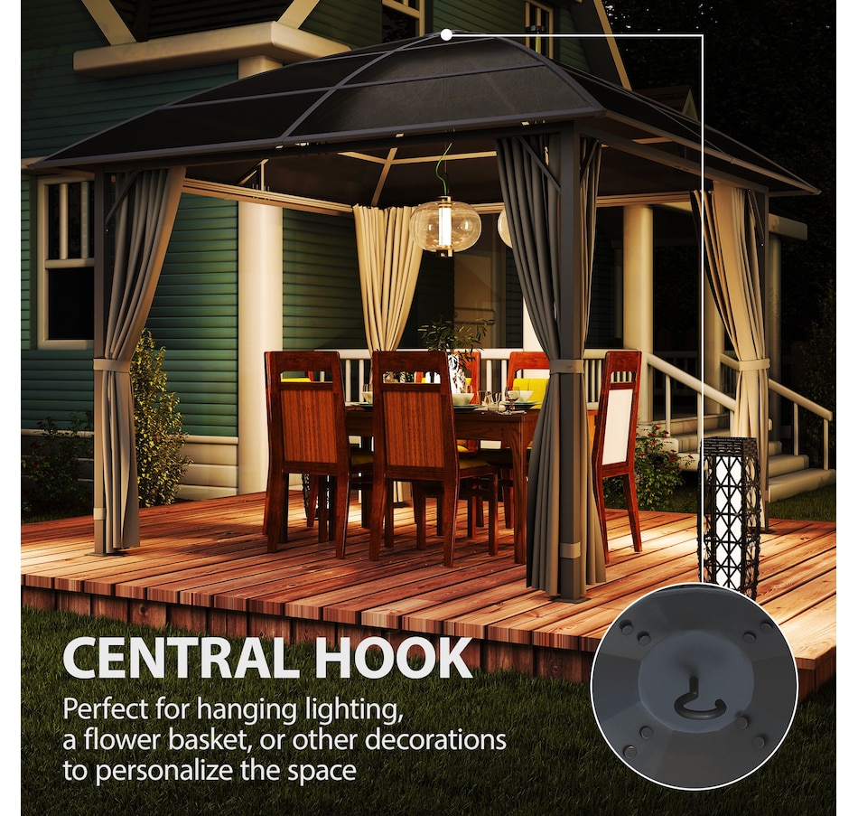 Image 968330_ALTMORE6.jpg, Product 968-330 / Price $679.99, Outsunny 10' x 10' Hardtop Gazebo with UV60+ Polycarbonate Roof & Curtains from Outsunny on TSC.ca's Home & Garden department