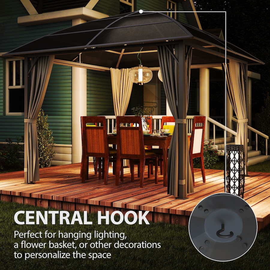 Image 968330_ALTMORE6.jpg, Product 968-330 / Price $629.99, Outsunny 10' x 10' Hardtop Gazebo with UV60+ Polycarbonate Roof & Curtains from Outsunny on TSC.ca's Home & Garden department