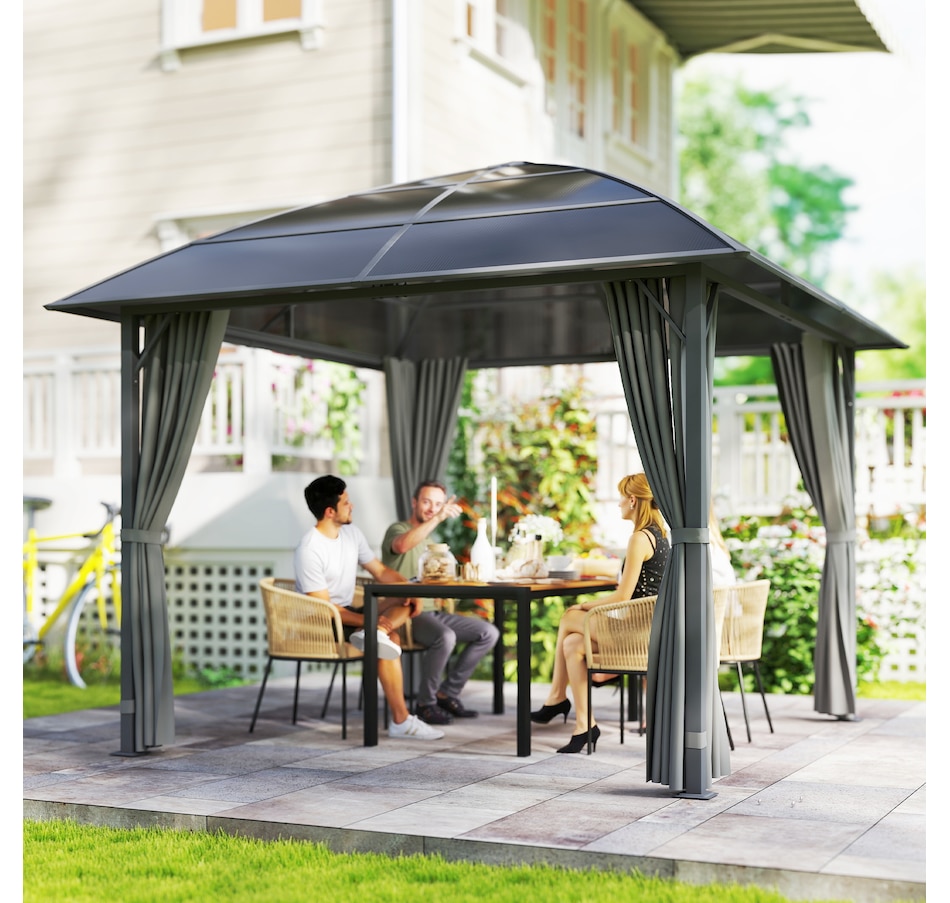 Image 968330_ALTMORE7.jpg, Product 968-330 / Price $679.99, Outsunny 10' x 10' Hardtop Gazebo with UV60+ Polycarbonate Roof & Curtains from Outsunny on TSC.ca's Home & Garden department