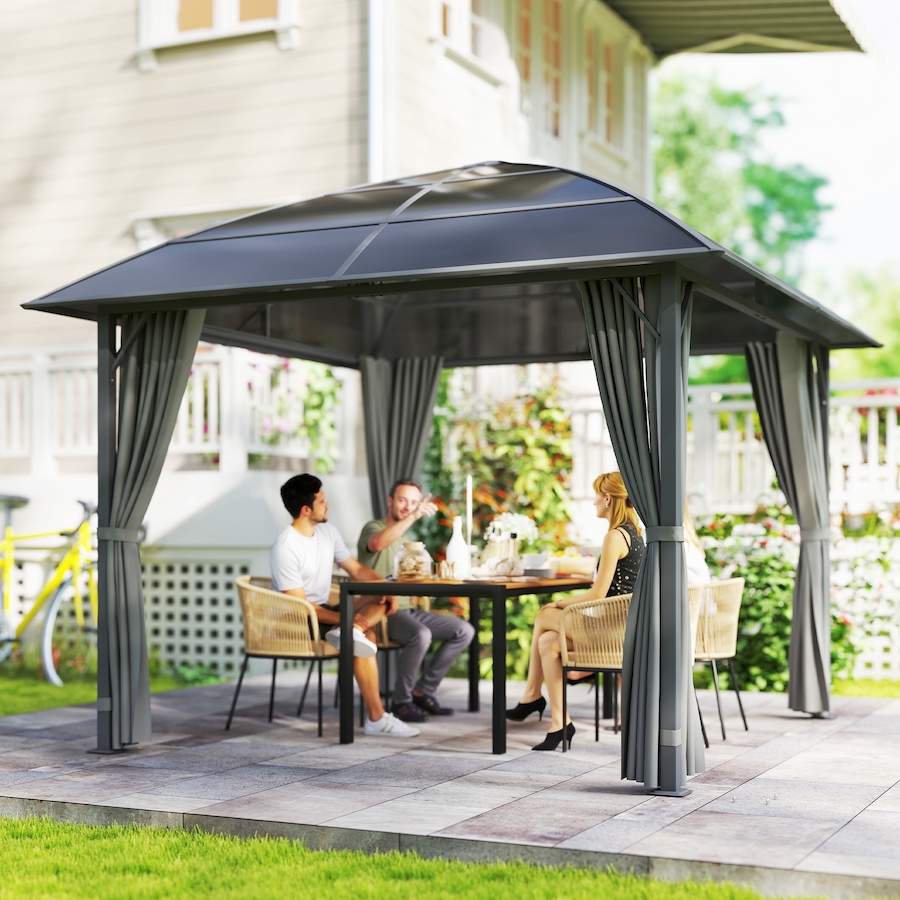 Image 968330_ALTMORE7.jpg, Product 968-330 / Price $629.99, Outsunny 10' x 10' Hardtop Gazebo with UV60+ Polycarbonate Roof & Curtains from Outsunny on TSC.ca's Home & Garden department