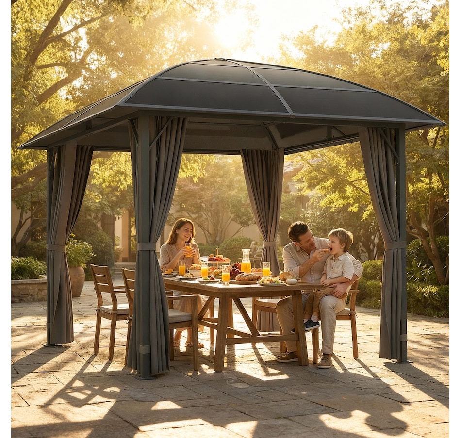 Image 968330_ALTMORE8.jpg, Product 968-330 / Price $679.99, Outsunny 10' x 10' Hardtop Gazebo with UV60+ Polycarbonate Roof & Curtains from Outsunny on TSC.ca's Home & Garden department
