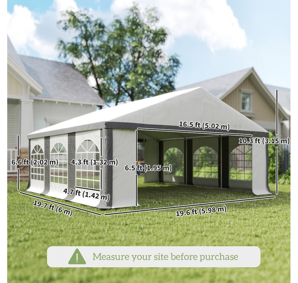 Image 968332_ALTMORE2.jpg, Product 968-332 / Price $669.99, Outsunny 20' x 20' Heavy Duty Party Tent, Carport Garage Canopy, Grey from Outsunny on TSC.ca's Home & Garden department