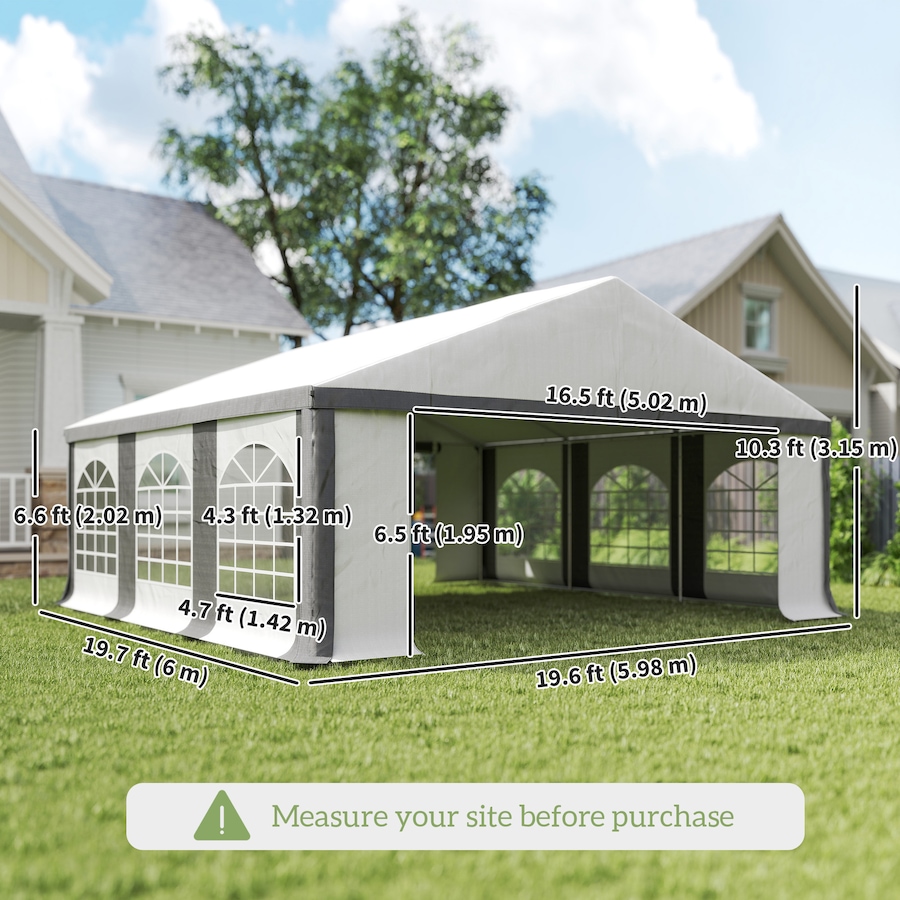 Image 968332_ALTMORE2.jpg, Product 968-332 / Price $586.99, Outsunny 20' x 20' Heavy Duty Party Tent, Carport Garage Canopy, Grey from Outsunny on TSC.ca's Home & Garden department