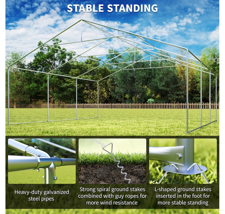 Image 968332_ALTMORE4.jpg, Product 968-332 / Price $669.99, Outsunny 20' x 20' Heavy Duty Party Tent, Carport Garage Canopy, Grey from Outsunny on TSC.ca's Home & Garden department