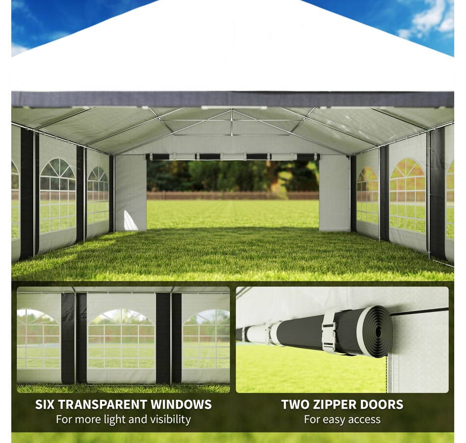 Image 968332_ALTMORE5.jpg, Product 968-332 / Price $669.99, Outsunny 20' x 20' Heavy Duty Party Tent, Carport Garage Canopy, Grey from Outsunny on TSC.ca's Home & Garden department