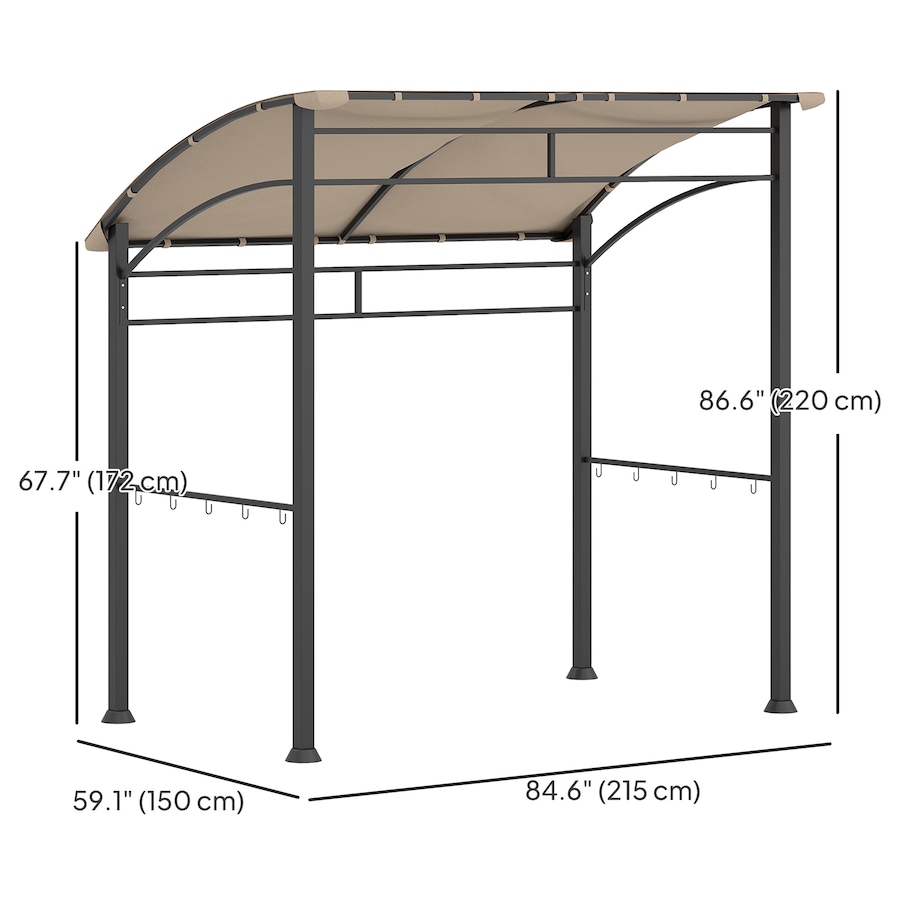 Image 968333_ALTMORE2.jpg, Product 968-333 / Price $141.99, Outsunny 7' x 5' BBQ Grill Gazebo Tent with Steel Frame Hooks Khaki from Outsunny on TSC.ca's Home & Garden department