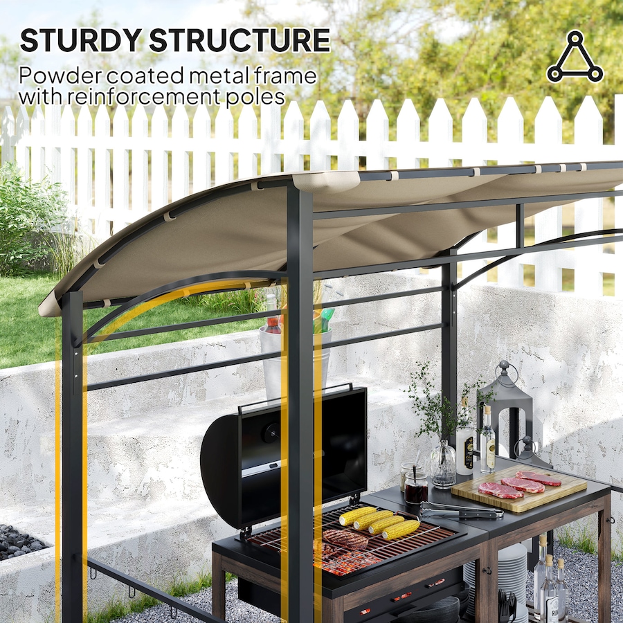 Image 968333_ALTMORE5.jpg, Product 968-333 / Price $141.99, Outsunny 7' x 5' BBQ Grill Gazebo Tent with Steel Frame Hooks Khaki from Outsunny on TSC.ca's Home & Garden department