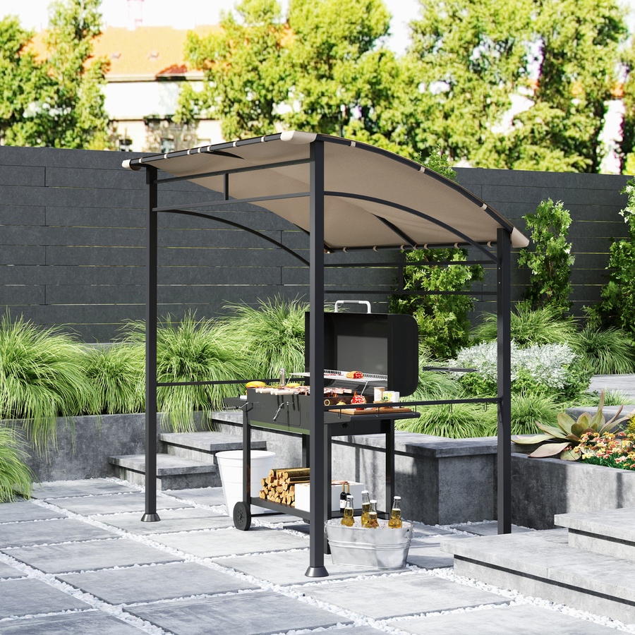 Image 968333_ALTMORE7.jpg, Product 968-333 / Price $141.99, Outsunny 7' x 5' BBQ Grill Gazebo Tent with Steel Frame Hooks Khaki from Outsunny on TSC.ca's Home & Garden department