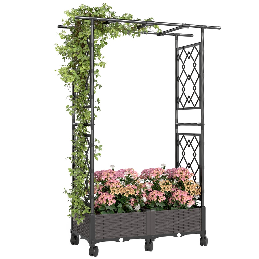 Image 968339.jpg, Product 968-339 / Price $74.99, Outsunny Raised Garden Bed with Arch Trellis and Wheels from Outsunny on TSC.ca's Home & Garden department