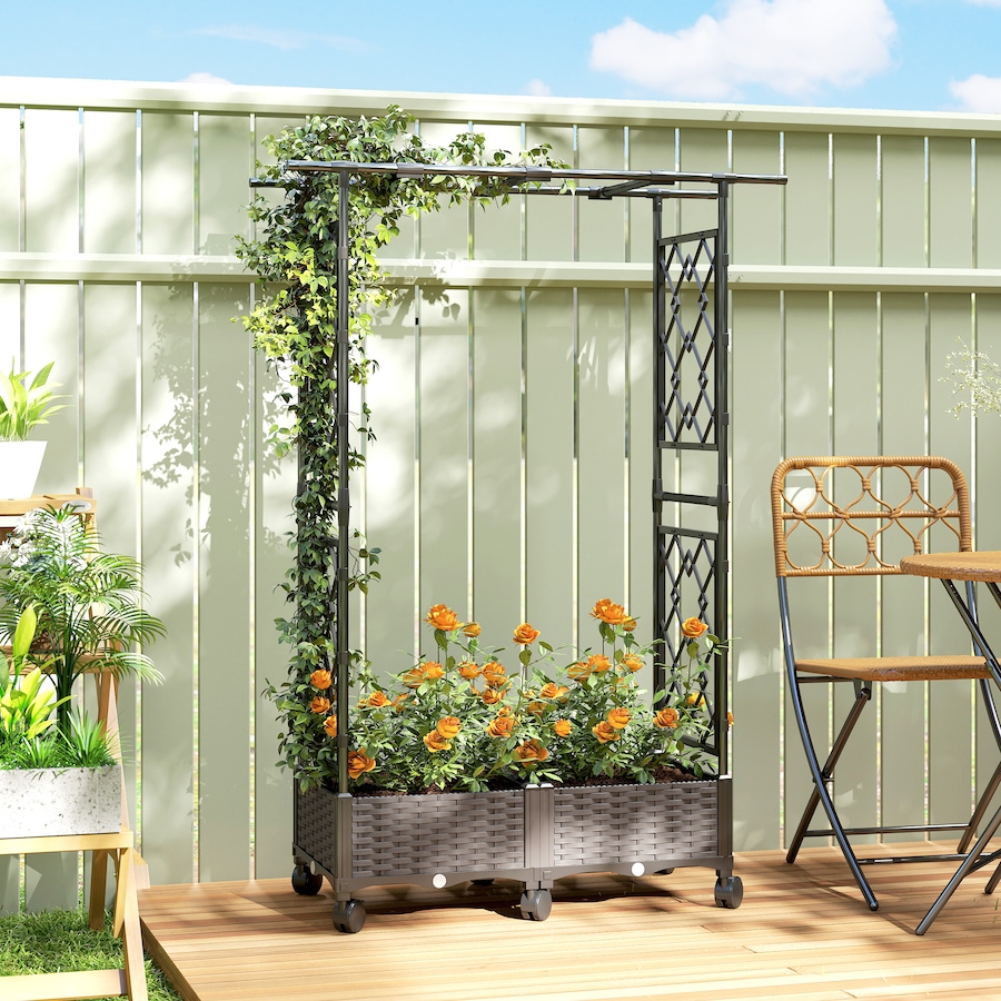 Image 968339_ALTMORE1.jpg, Product 968-339 / Price $74.99, Outsunny Raised Garden Bed with Arch Trellis and Wheels from Outsunny on TSC.ca's Home & Garden department
