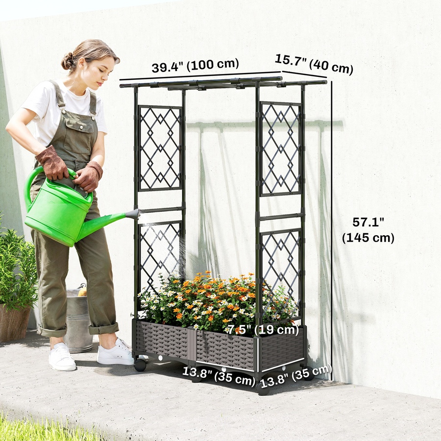 Image 968339_ALTMORE2.jpg, Product 968-339 / Price $74.99, Outsunny Raised Garden Bed with Arch Trellis and Wheels from Outsunny on TSC.ca's Home & Garden department