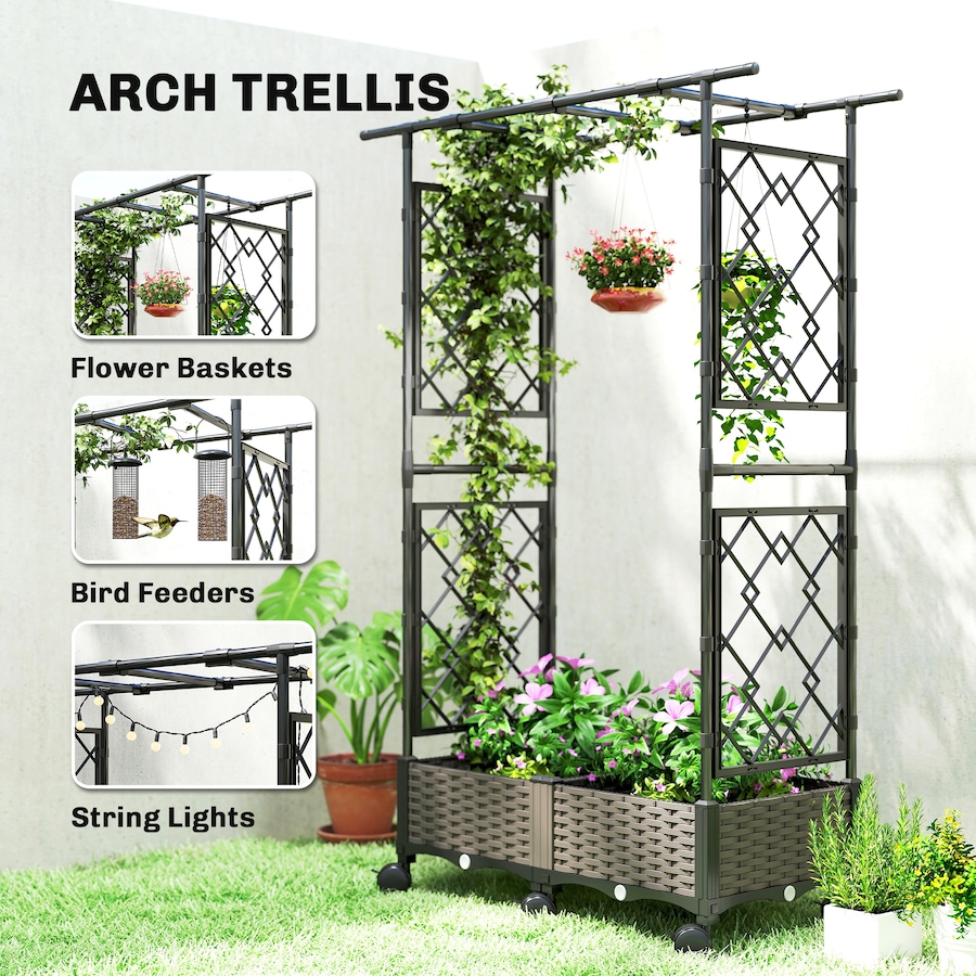 Image 968339_ALTMORE3.jpg, Product 968-339 / Price $74.99, Outsunny Raised Garden Bed with Arch Trellis and Wheels from Outsunny on TSC.ca's Home & Garden department