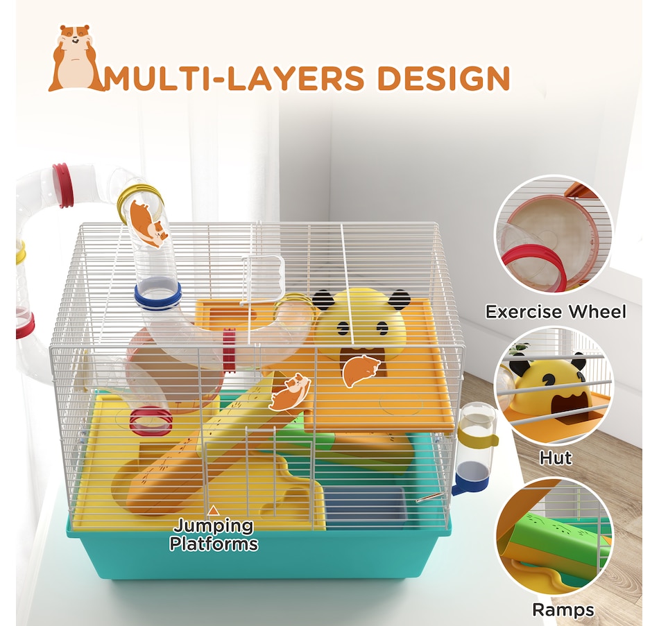 Image 968354_ALTMORE4.jpg, Product 968-354 / Price $49.99, PawHut Hamster Cage for Dwarf Hamster, Gerbil with Tunnels, Water Bottle from PawHut on TSC.ca's Home & Garden department