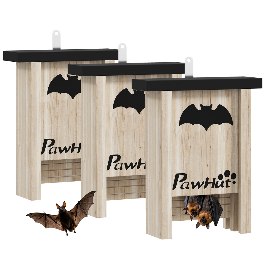 Image 968359.jpg, Product 968-359 / Price $54.99, PawHut Bat Boxes, Pack of 3 Wooden Bat Houses for Outdoor, Garden, Farm from PawHut on TSC.ca's Home & Garden department