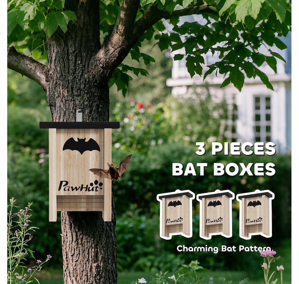 Image 968359_ALTMORE3.jpg, Product 968-359 / Price $53.99, PawHut Bat Boxes, Pack of 3 Wooden Bat Houses for Outdoor, Garden, Farm from PawHut on TSC.ca's Home & Garden department
