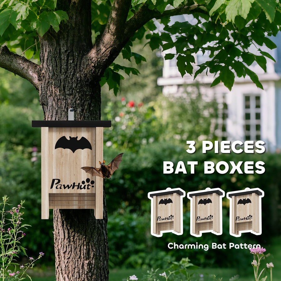 Image 968359_ALTMORE3.jpg, Product 968-359 / Price $54.99, PawHut Bat Boxes, Pack of 3 Wooden Bat Houses for Outdoor, Garden, Farm from PawHut on TSC.ca's Home & Garden department