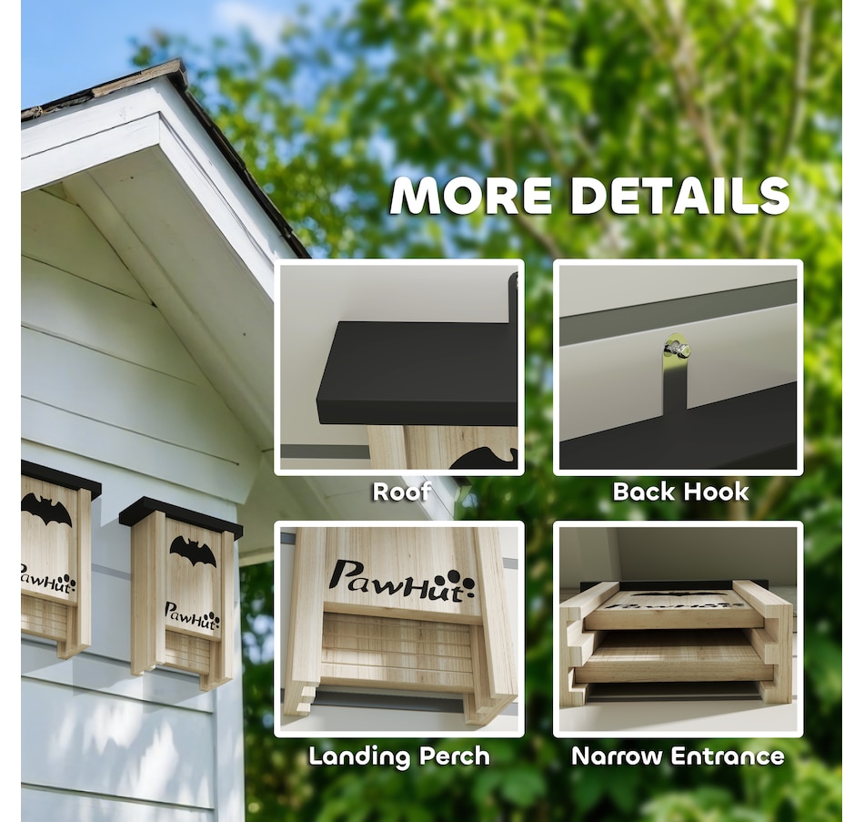 Image 968359_ALTMORE5.jpg, Product 968-359 / Price $53.99, PawHut Bat Boxes, Pack of 3 Wooden Bat Houses for Outdoor, Garden, Farm from PawHut on TSC.ca's Home & Garden department