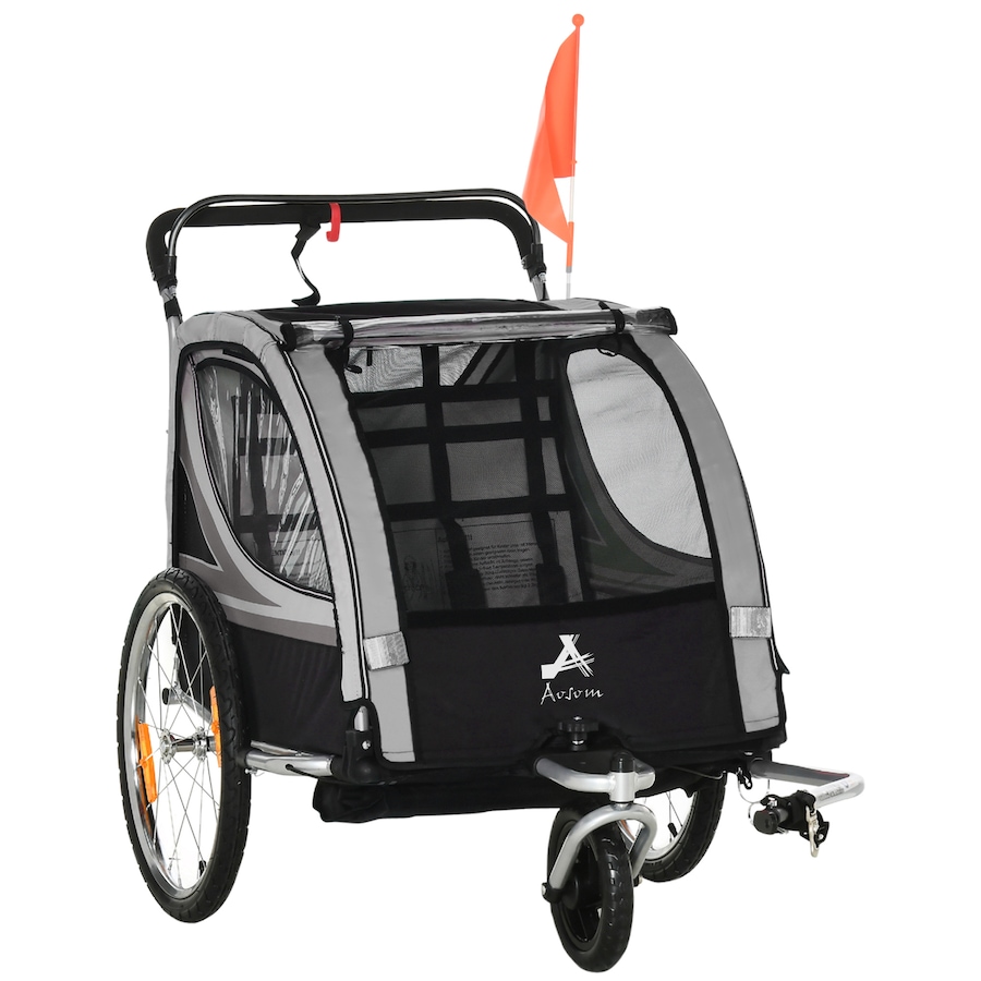 Image 968361.jpg, Product 968-361 / Price $216.99, Aosom Child Bike Trailer with Storage, 5 Point Harness, Baby Stroller Grey from Aosom on TSC.ca's Toys & Hobbies department