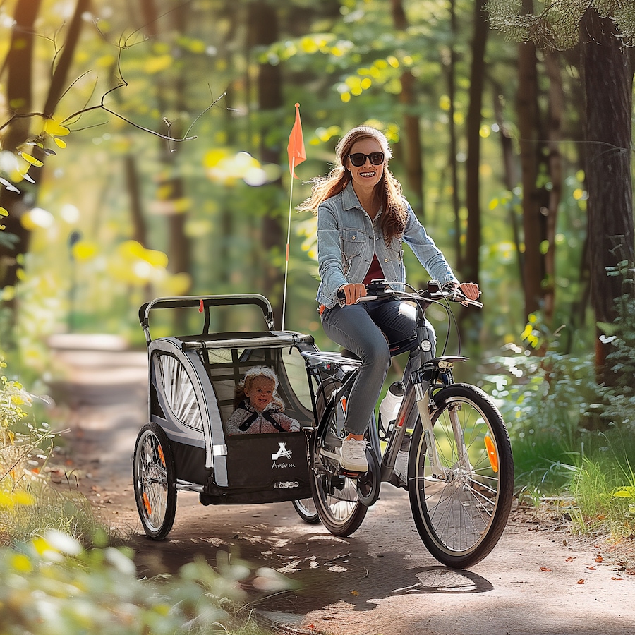 Image 968361_ALTMORE10.jpg, Product 968-361 / Price $216.99, Aosom Child Bike Trailer with Storage, 5 Point Harness, Baby Stroller Grey from Aosom on TSC.ca's Toys & Hobbies department