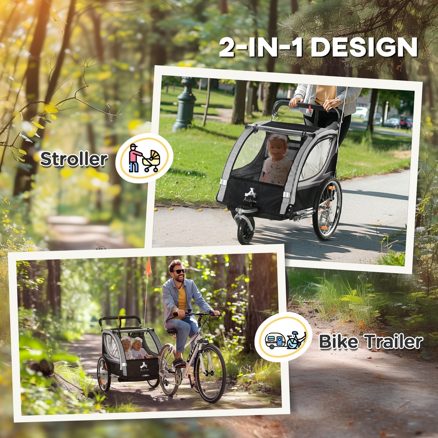Image 968361_ALTMORE11.jpg, Product 968-361 / Price $216.99, Aosom Child Bike Trailer with Storage, 5 Point Harness, Baby Stroller Grey from Aosom on TSC.ca's Toys & Hobbies department