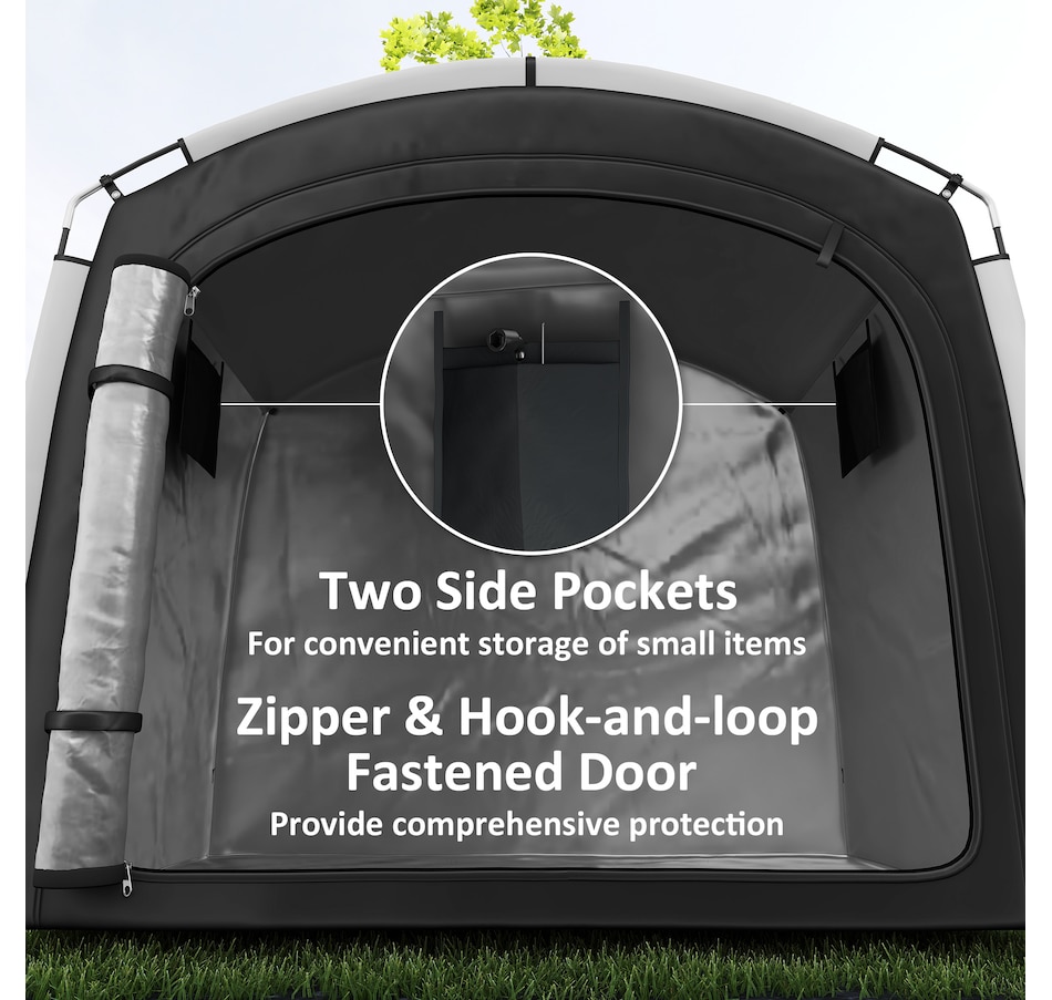 Image 968362_ALTMORE5.jpg, Product 968-362 / Price $89.99, Outsunny Bike Storage Tent Shed with Carry Bag for 3-4 Bikes, Black from Outsunny on TSC.ca's Home & Garden department