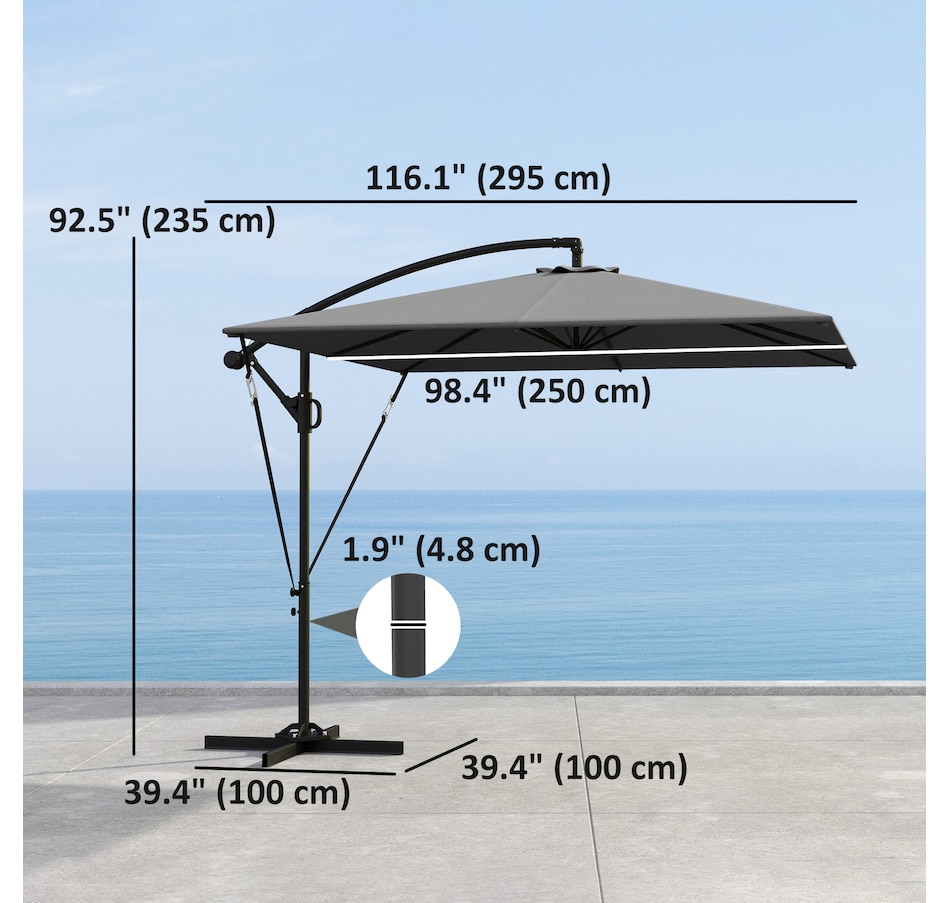 Image 968371_ALTMORE11.jpg, Product 968-371 / Price $139.99, Outsunny Patio Offset Umbrella with UPF 50+ UV Protection, Cover from Outsunny on TSC.ca's Home & Garden department
