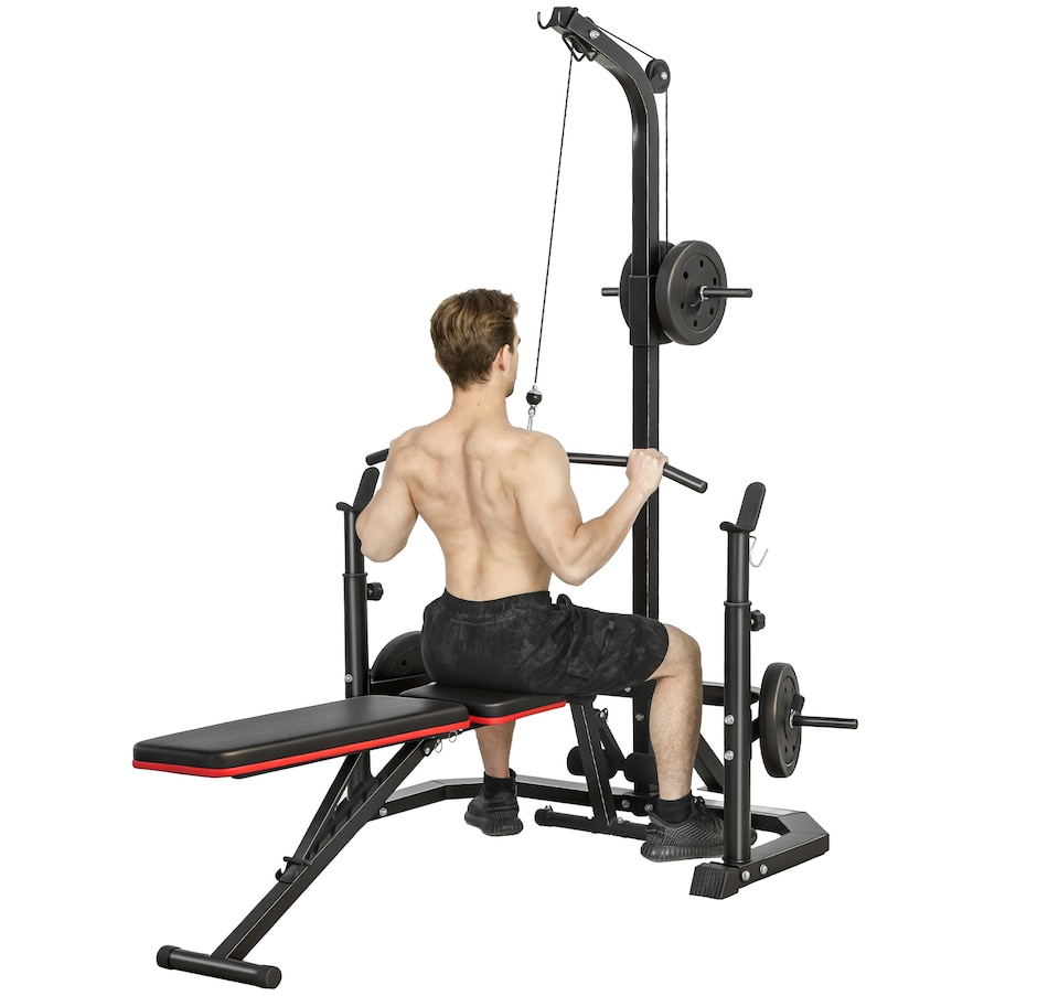Image 968375.jpg, Product 968-375 / Price $143.99, Soozier Multi-Function Home Gym Machine with Bench Press Rack, Black from Soozier on TSC.ca's Health & Fitness department