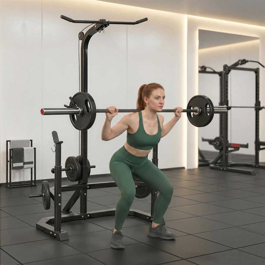 Image 968375_ALTMORE11.jpg, Product 968-375 / Price $139.99, Soozier Multi-Function Home Gym Machine with Bench Press Rack, Black from Soozier on TSC.ca's Health & Fitness department