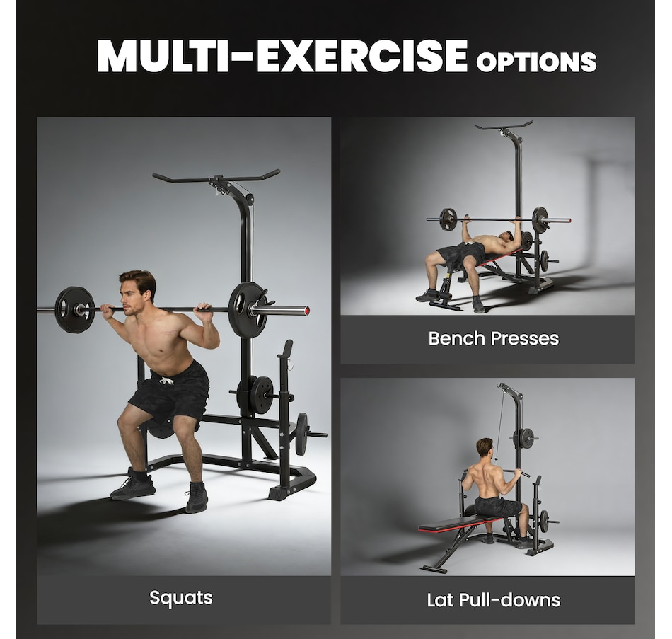 Image 968375_ALTMORE3.jpg, Product 968-375 / Price $143.99, Soozier Multi-Function Home Gym Machine with Bench Press Rack, Black from Soozier on TSC.ca's Health & Fitness department